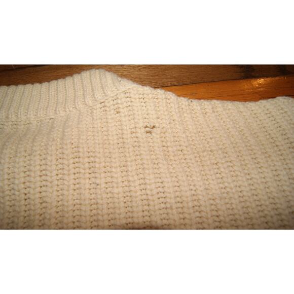 Vintage 60s 70s Alps Ski Meister Ivory Cable Knit Fisherman Sweater Mens Large - Picture 8 of 14